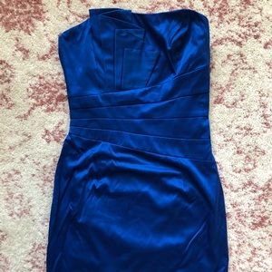 Strapless royal blue cocktail dress